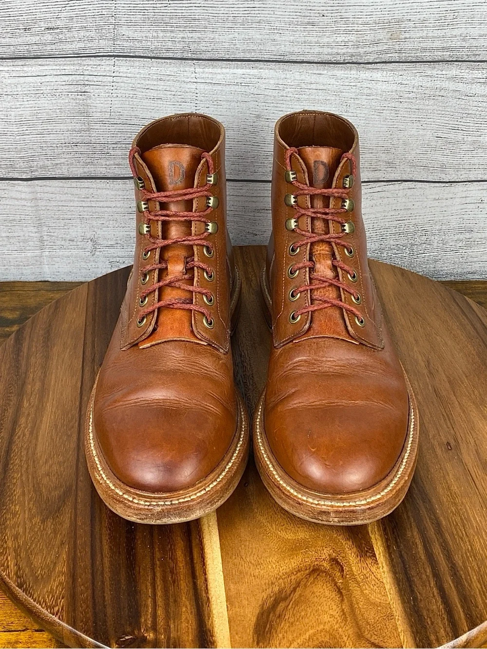 Grant Stone Diesel Saddle Tan Leather Plain Toe Boot Men’s Size 10 D